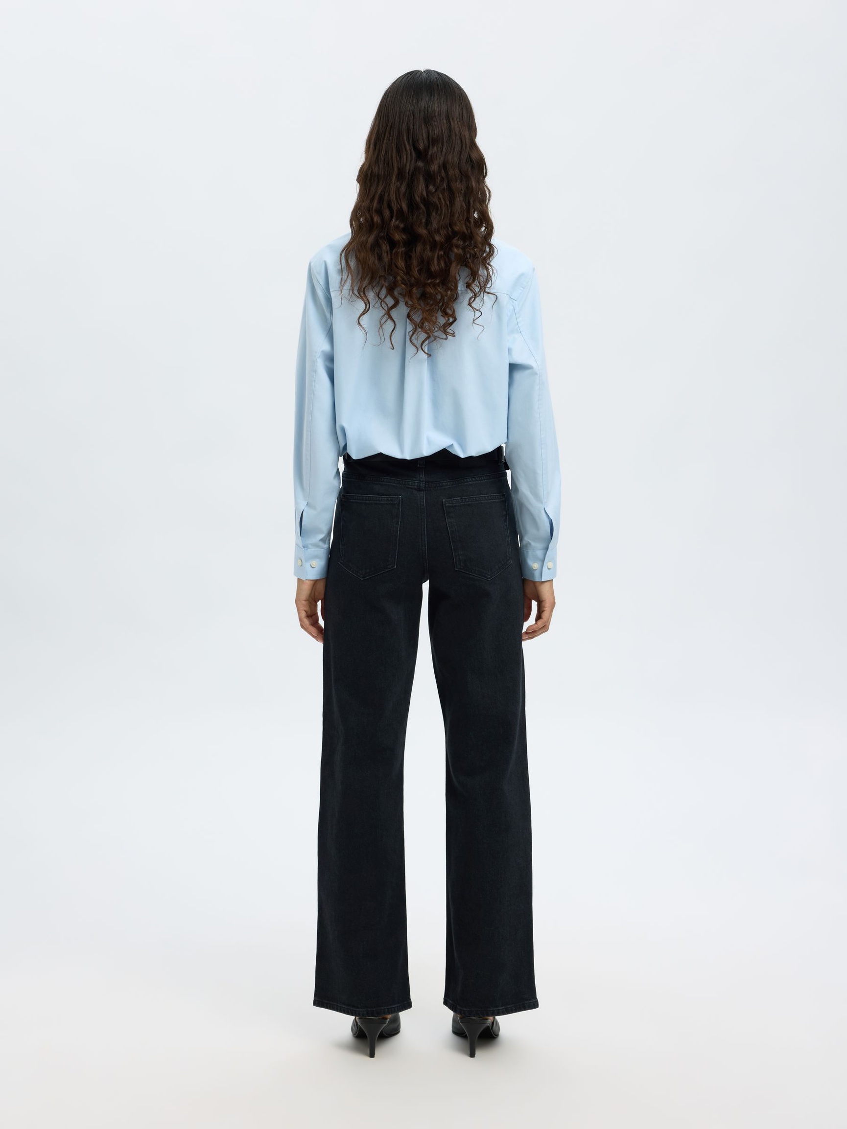 JEANS A GAMBA AMPIA, Black Denim, highres