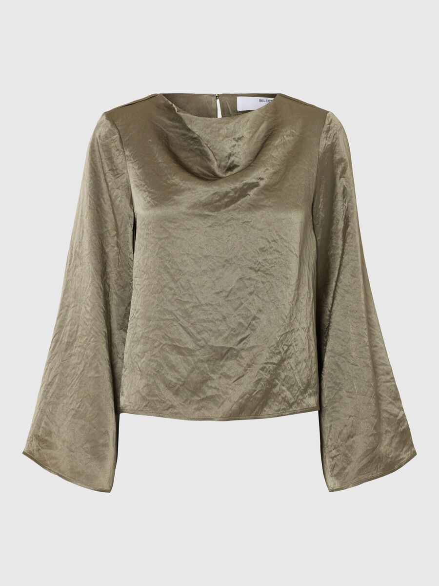 Selected HOGE KRAAG TOP MET LANGE MOUWEN, Vetiver, highres - 16097101_Vetiver_001.jpg