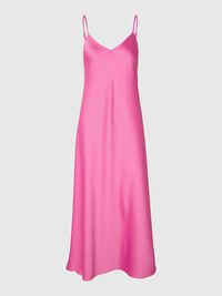 MOUWLOOS SATIJN MAXI JURK, Phlox Pink, highres
