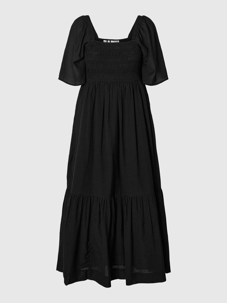 Selected KORTE MOUWEN MAXI JURK, Black, highres - 16096725_Black_001.jpg