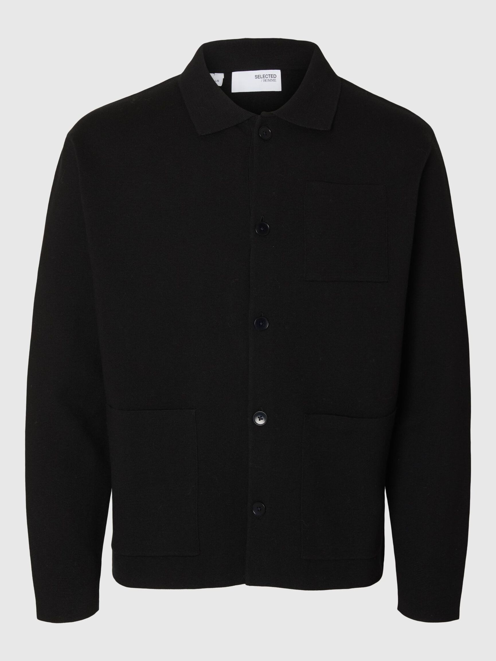 RELAXED FIT STRIKKET CARDIGAN, Black, highres