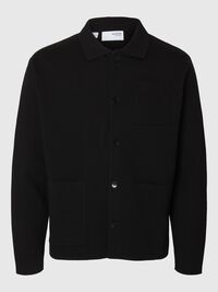 RELAXED FIT STRIKKET CARDIGAN, Black, highres