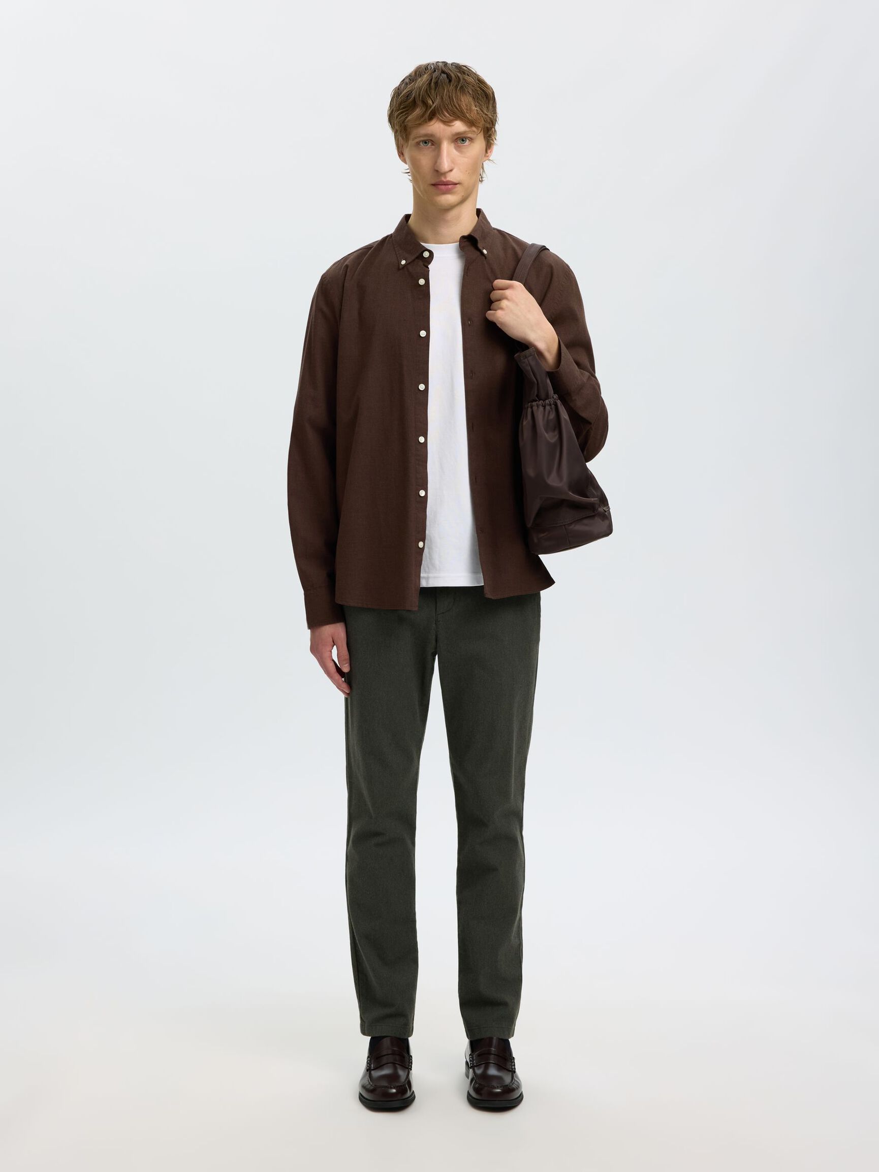 175 SLIM-FIT BRUSHED CHINOS, Forest Night, highres