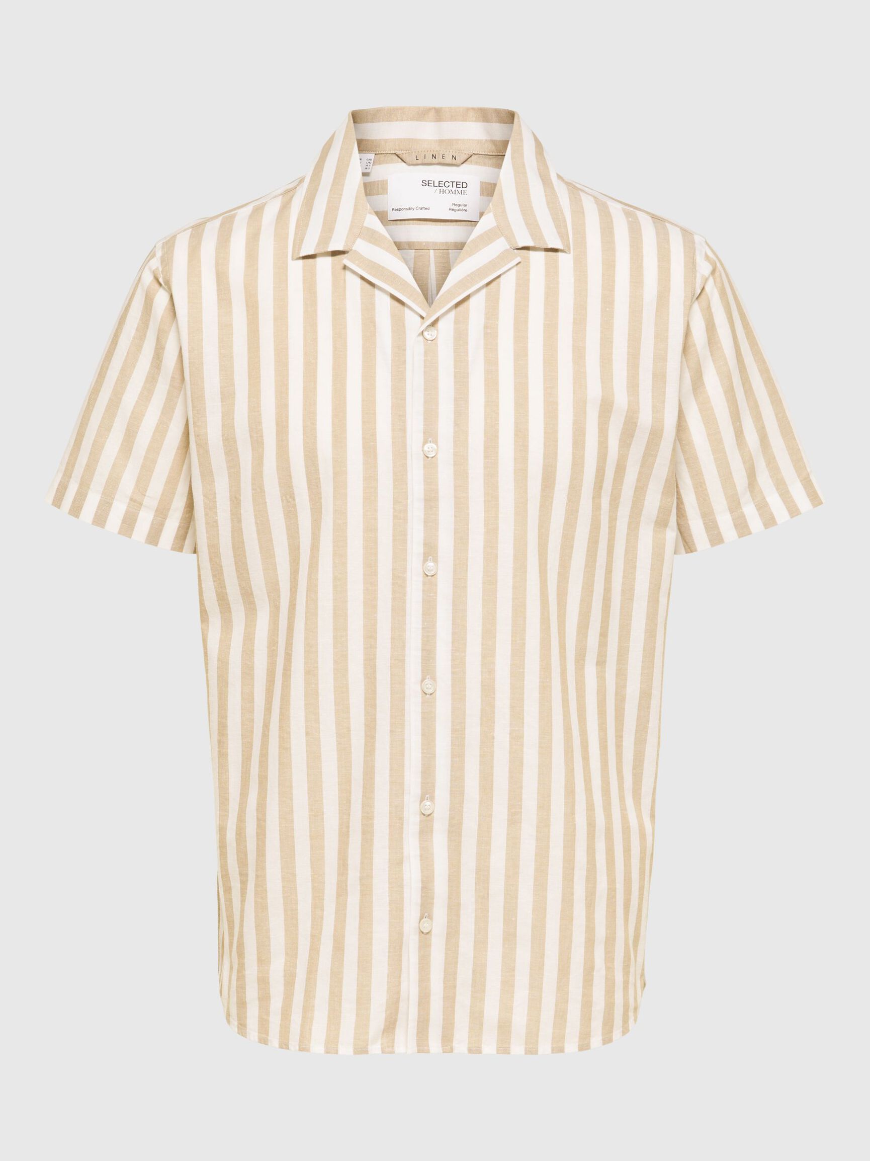 LINEN BLEND SHORT SLEEVED SHIRT, Kelp, highres