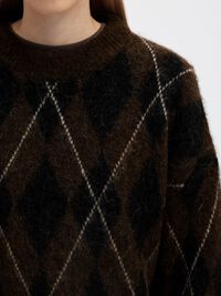 ARGYLE KNITTED JUMPER, Delicioso, highres