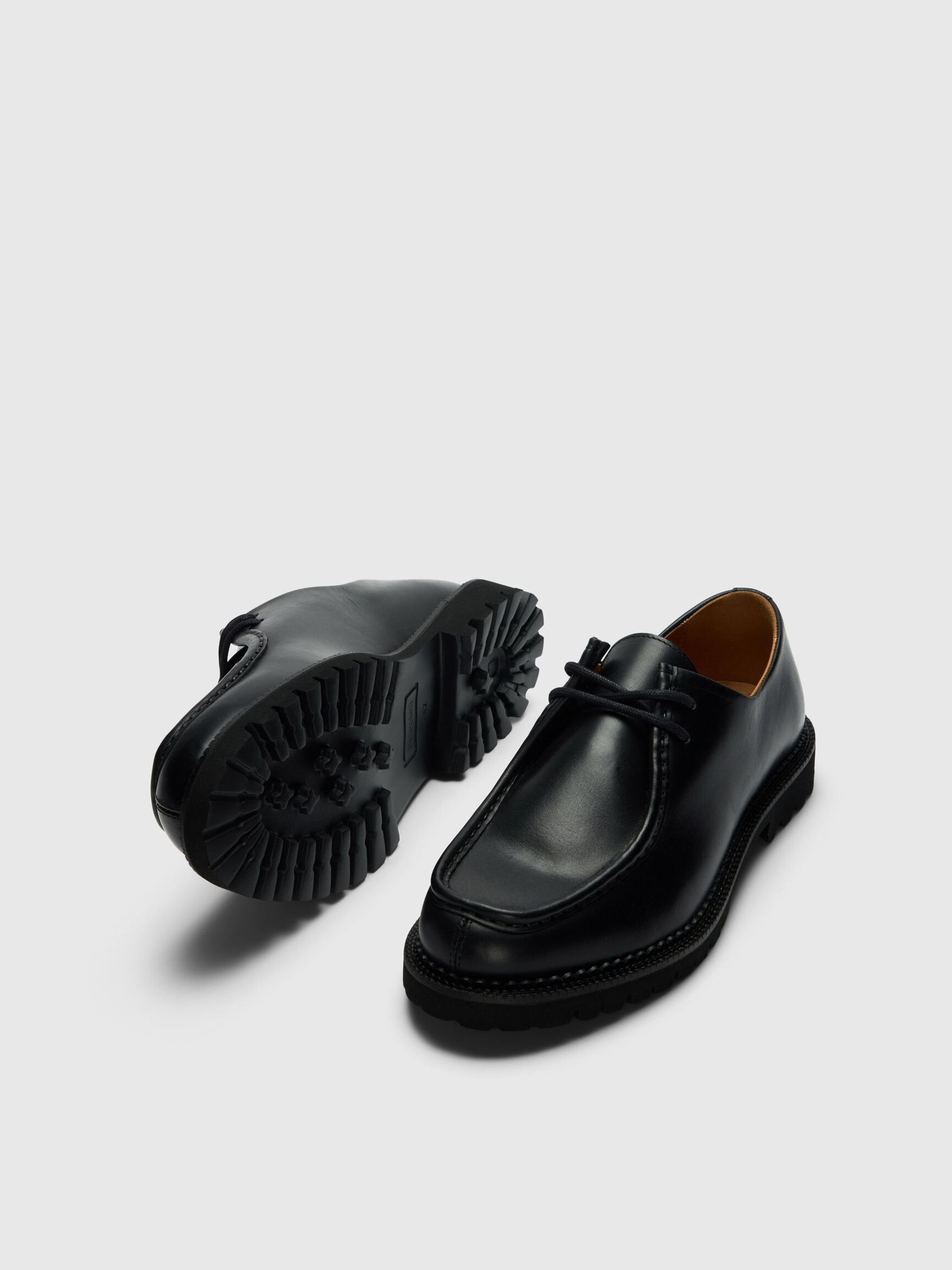 LÆDER MOC-TOE SKO, Black, highres