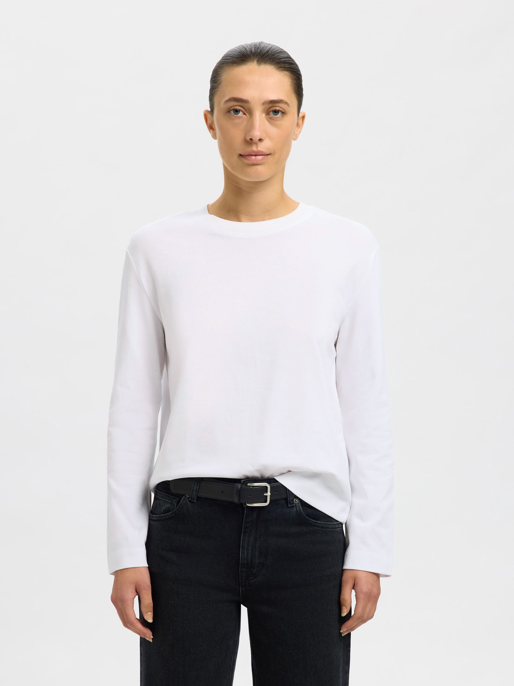 LONG-SLEEVED BOXY T-SHIRT, Bright White, highres