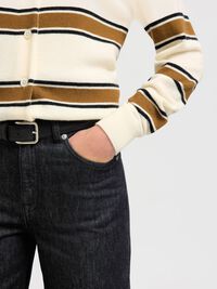 FOLD UP CUFFS STRAIGHT FIT JEANS, Black Denim, highres