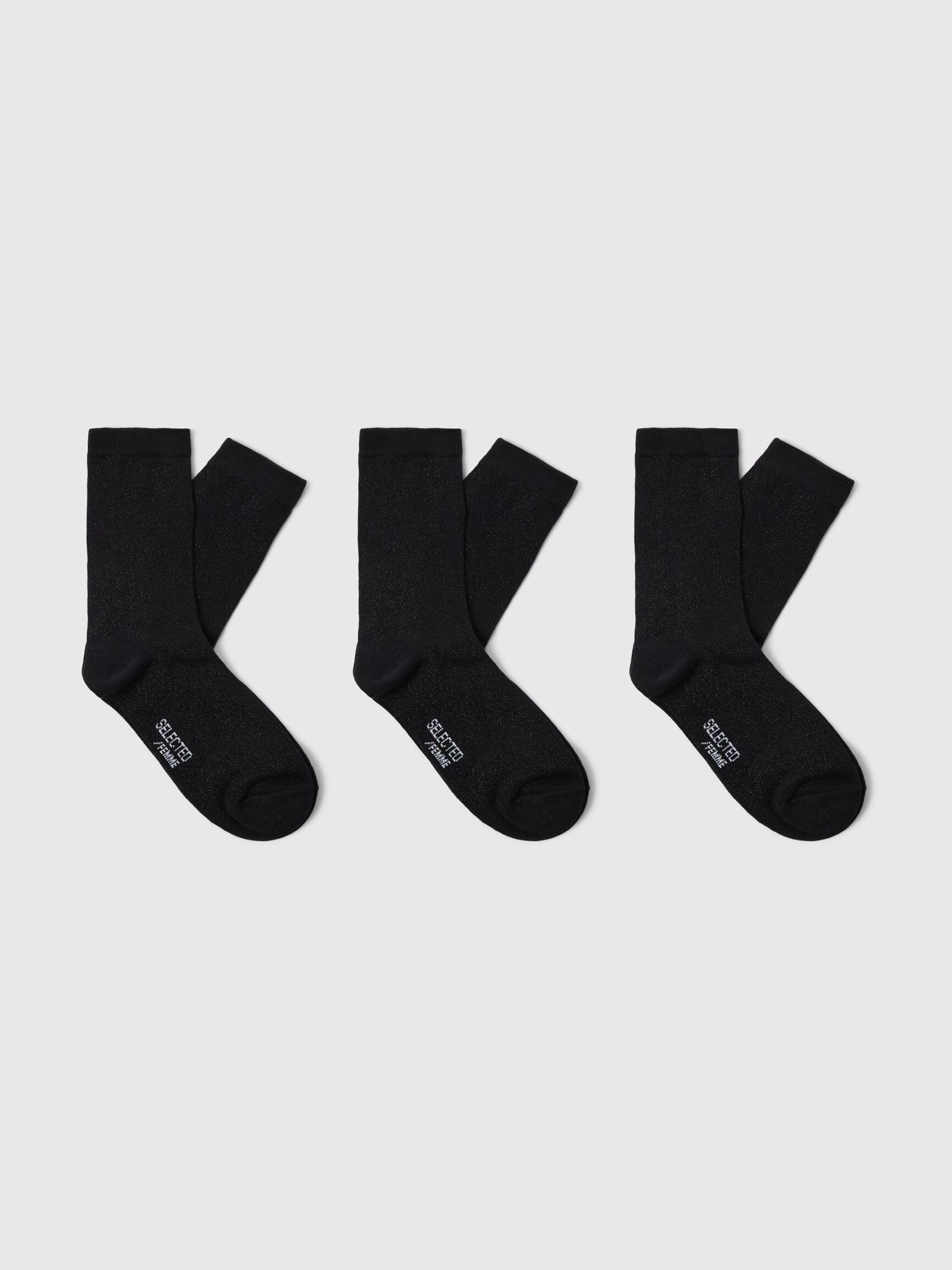 3-PACK GLITTER SOCKS, Black, highres