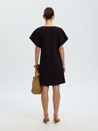 COTTON SHORT SLEEVED MINI DRESS, Black, highres