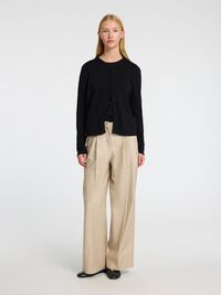 LINNENMIX GEBREID VEST, Black, highres
