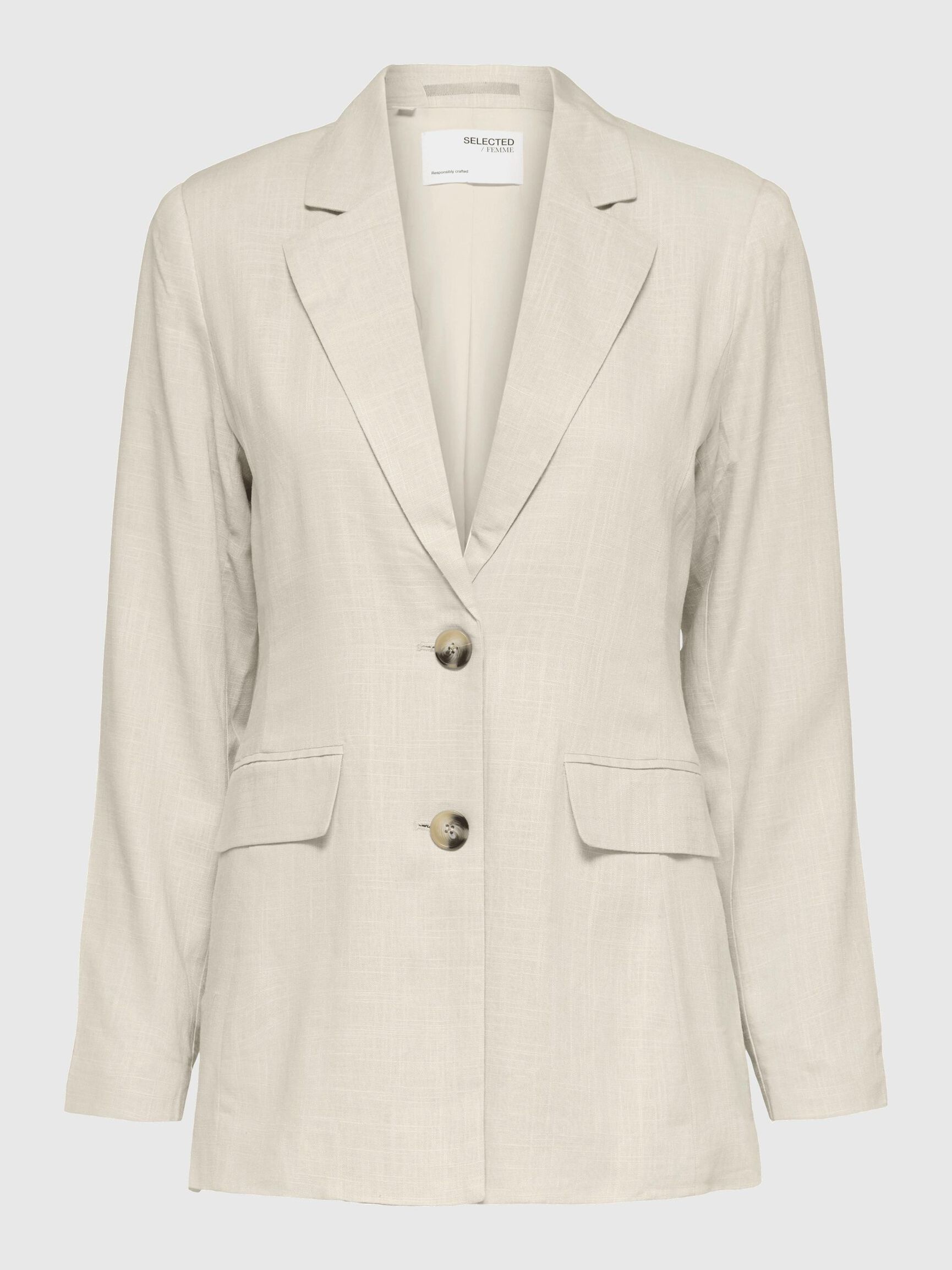 VISCOSE BLEND RELAXED BLAZER, Sandshell, highres