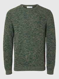 CREW NECK KNITTED PULLOVER, Rain Forest, highres