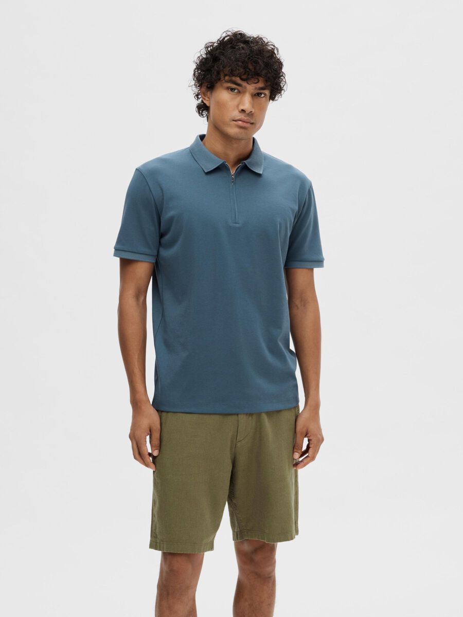 Selected ZIPPER POLO SHIRT, Bering Sea, highres - 16079026_BeringSea_003.jpg