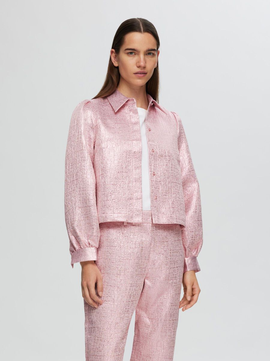 Selected METALLIC JACQUARD SHIRT, Cradle Pink, highres - 16097381_CradlePink_003.jpg