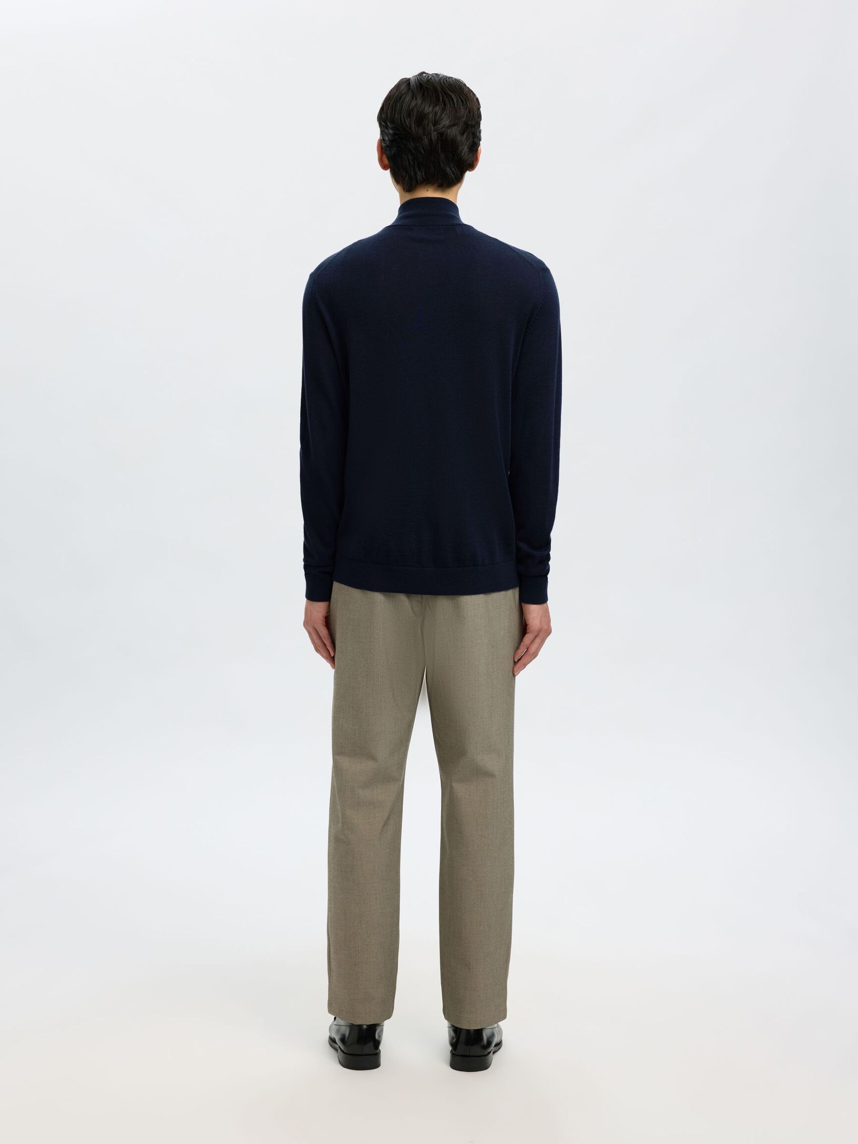 100% MERINO WOOL HALF-ZIP JUMPER, Navy Blazer, highres