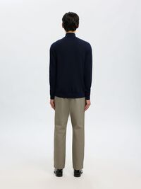 100% MERINO WOOL HALF-ZIP JUMPER, Navy Blazer, highres