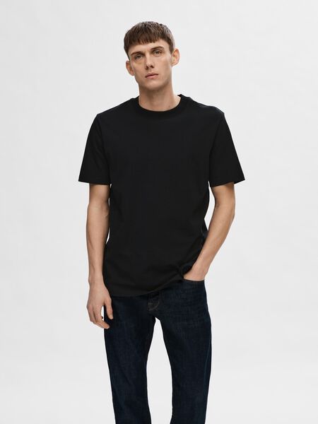 Selected KORTE MOUW RELAXED FIT T-SHIRT, Black, highres - 16077385_Black_003.jpg