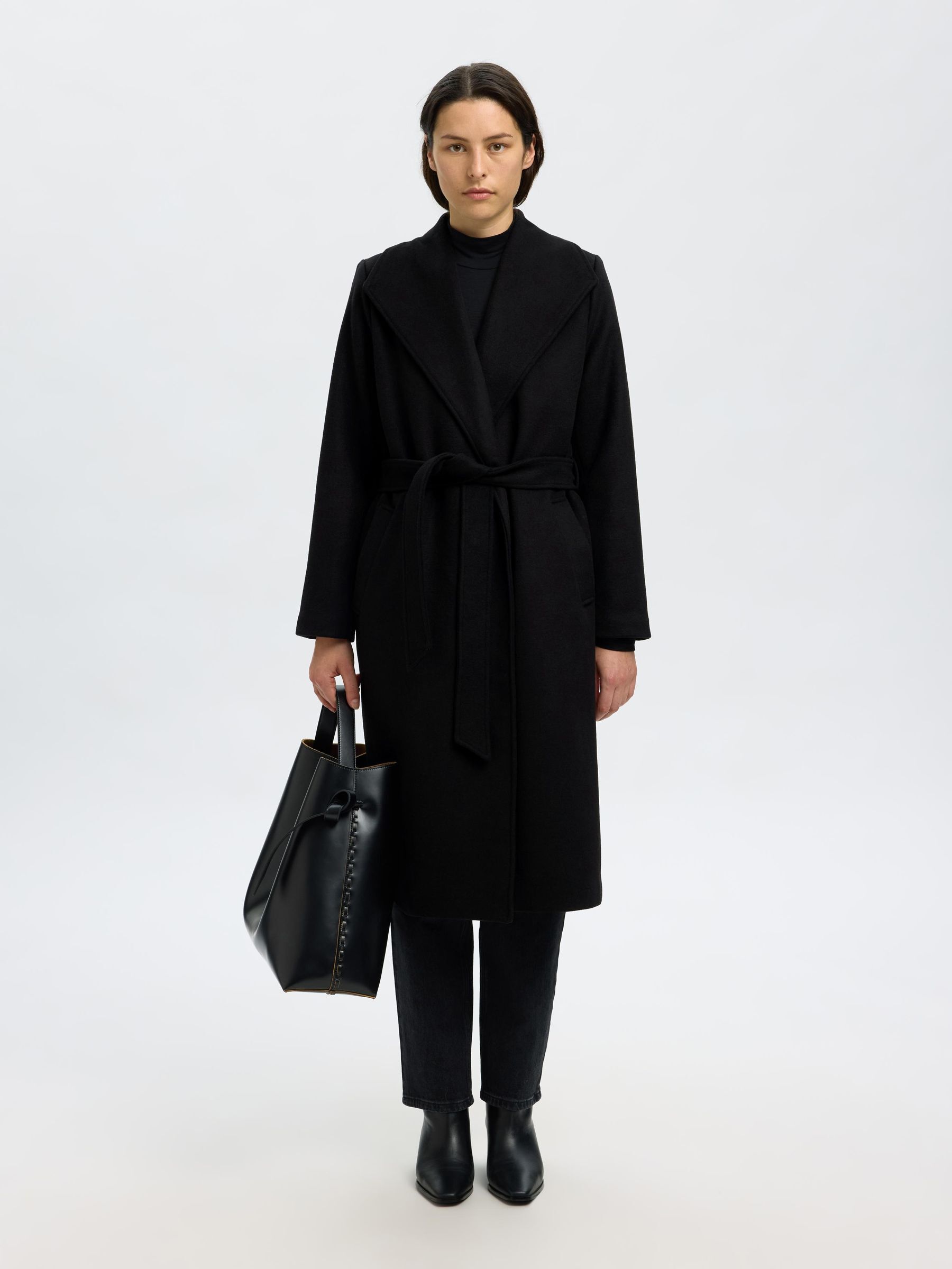 WOLLMIX LANGER MANTEL, Black, highres