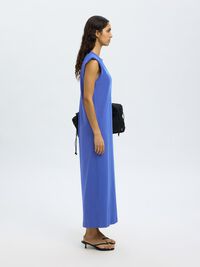 ÄRMELLOSES BAUMWOLL MAXIKLEID, Dazzling Blue, highres