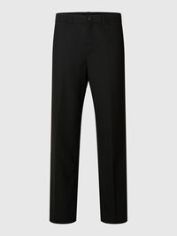 REGULAR FIT WOOL BLEND TROUSERS, Black, highres