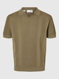 Selected SHORT SLEEVED KNITTED POLO SHIRT, Vetiver, highres - 16096387_Vetiver_001.jpg