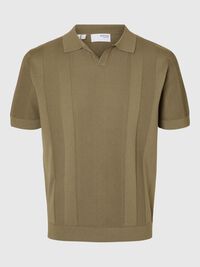 KORTE MOUWEN GEBREIDE POLO, Vetiver, highres