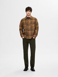 CHECKED OVERSHIRT, Chocolate Torte, highres