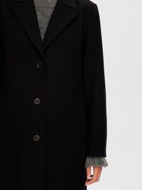 EINREIHIGER WOLLGEMISCH MANTEL, Black, highres