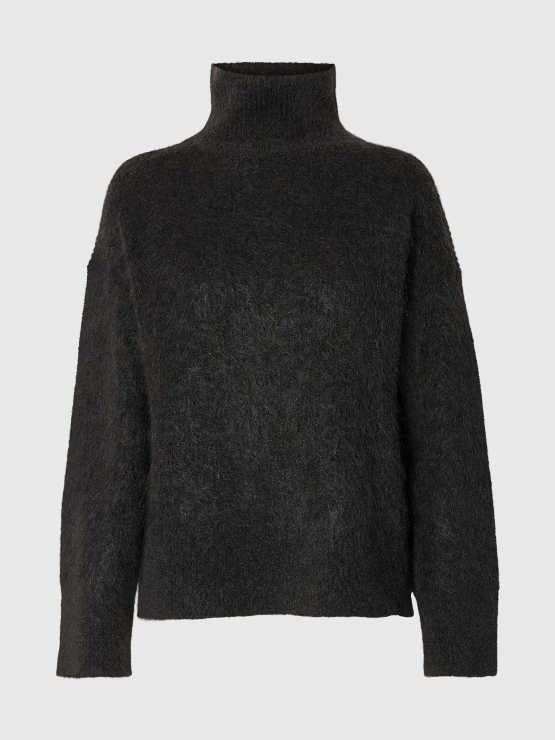 MOHAIR MIX STRICKPULLOVER, Asphalt, highres