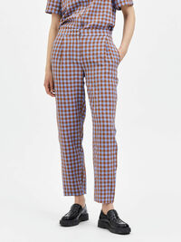 CHECKED TAPERED TROUSERS, Brown Sugar, highres