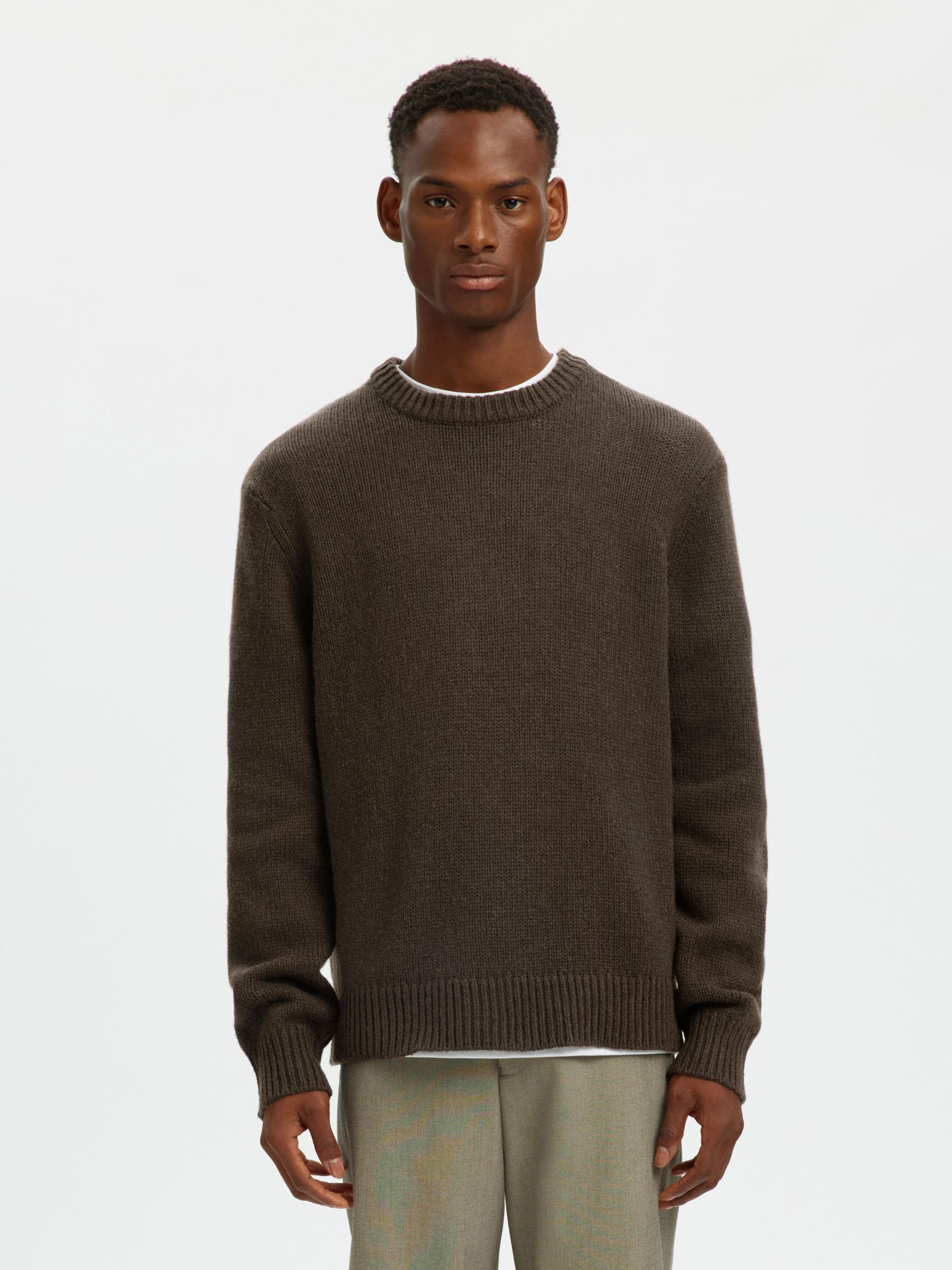 RELAXED FIT WOLLGEMISCH PULLOVER, Demitasse, highres