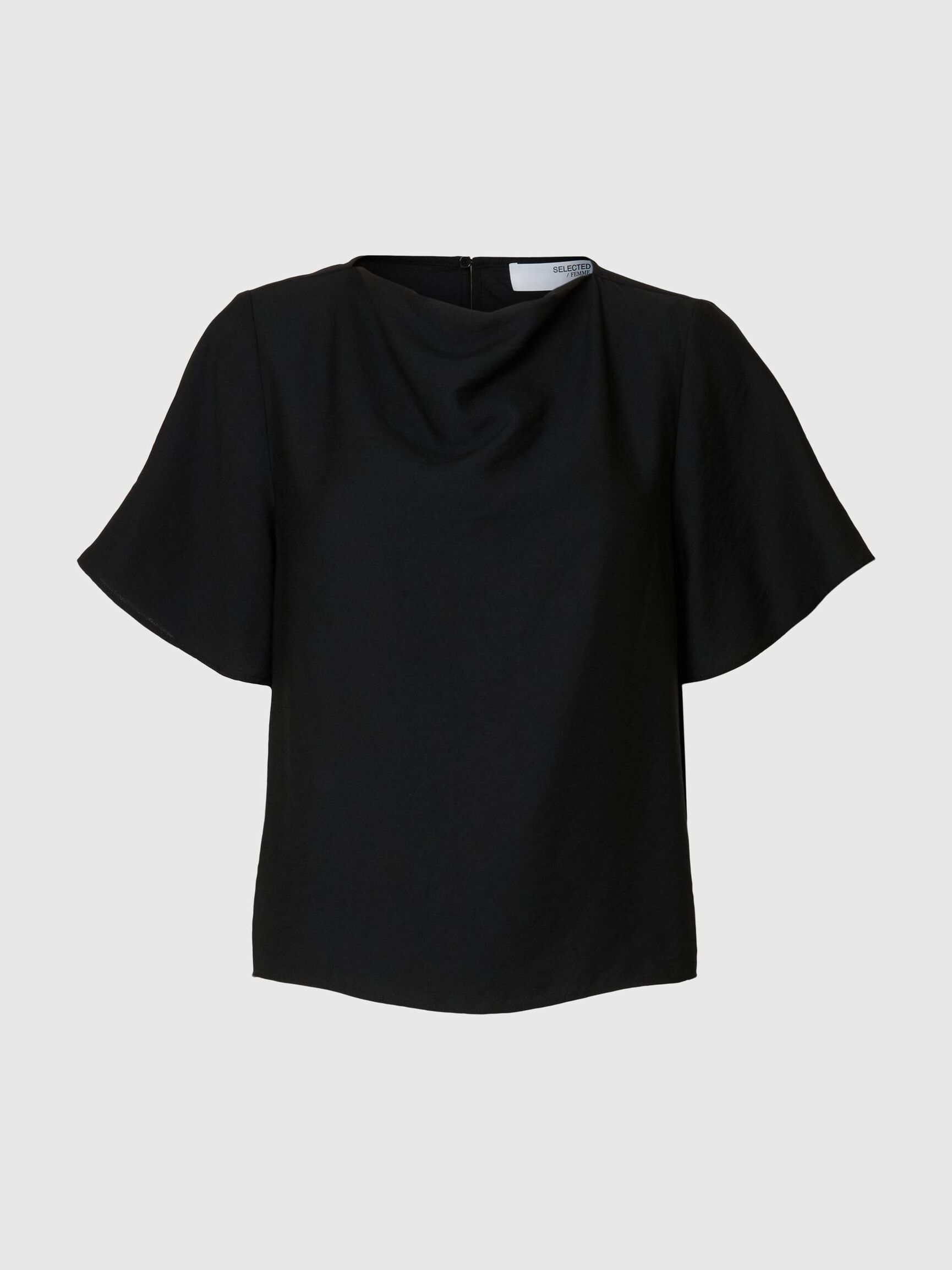 TOP A MANICHE CORTE, Black, highres