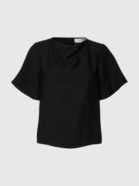 TOP A MANICHE CORTE, Black, highres