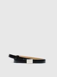 SLIM LEATHER BELT, Black, highres