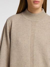 WOLLGEMISCH PULLOVER MIT HOHEM KRAGEN, Oatmeal, highres