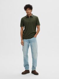 ZIPPER POLO SHIRT, Forest Night, highres