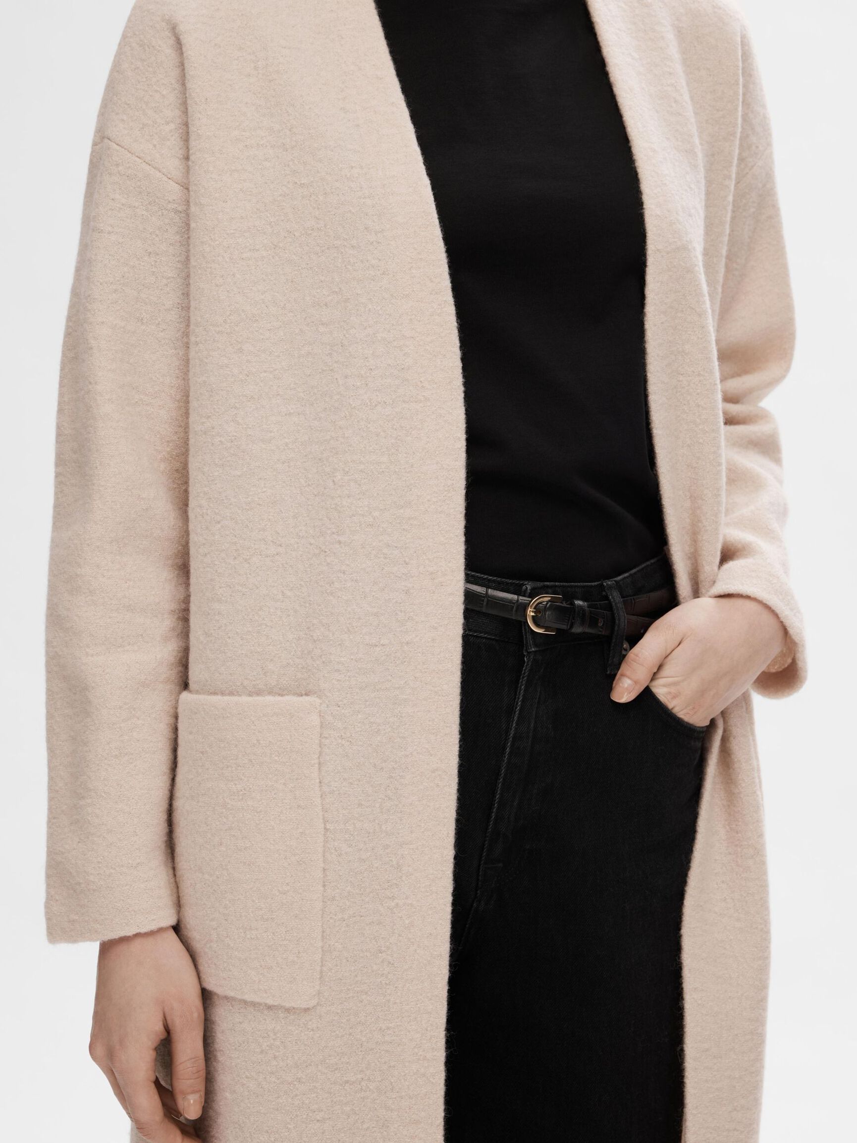 WOOL CARDIGAN, Oatmeal, highres