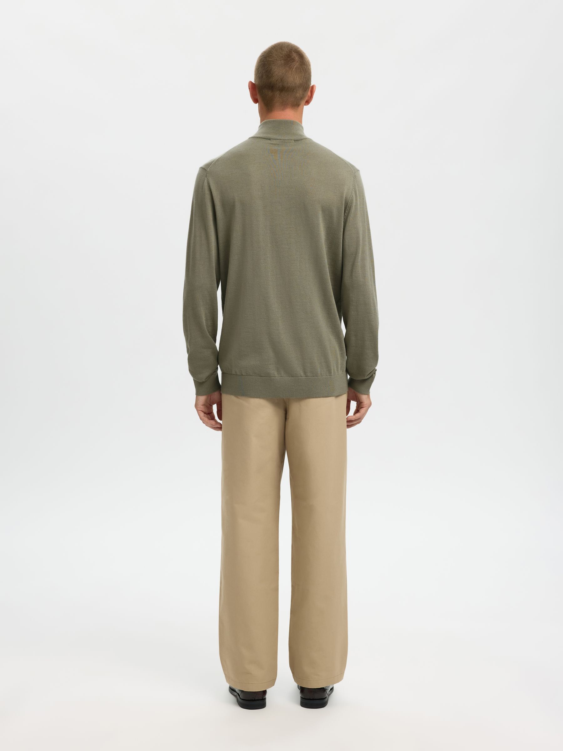 100% MERINO WOOL HALF-ZIP JUMPER, Vetiver, highres