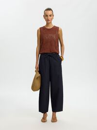 COTTON SLEEVELESS KNITTED TOP, Cherry Mahogany, highres