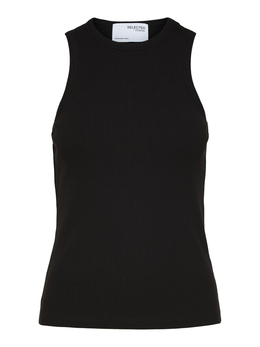 Selected GERIPPTES TANKTOP, Black, highres - 16088726_Black_001.jpg