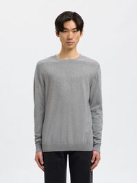 LONG-SLEEVED KNITTED JUMPER, Medium Grey Melange, highres