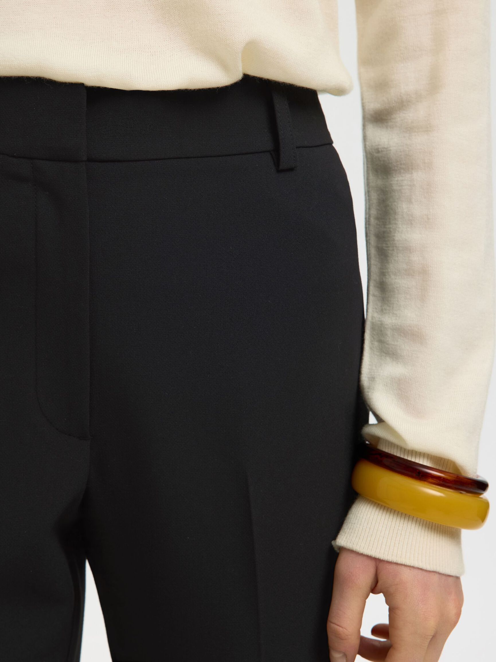 MID WAIST FLARED HOSE, Black, highres