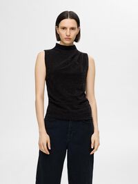 GLITTER SLEEVELESS TOP, Black, highres