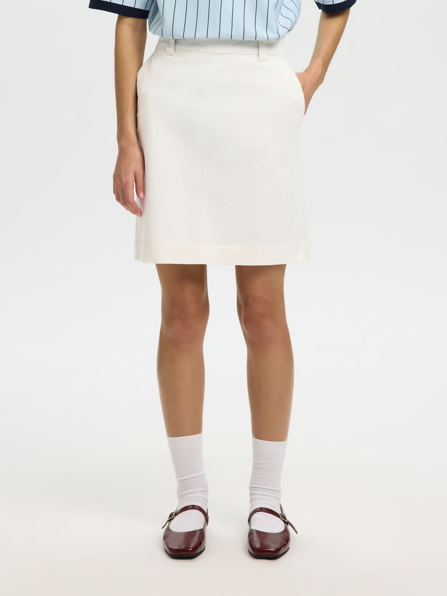 KATOENMIX MIDDELLANGE ROK, Egret, highres