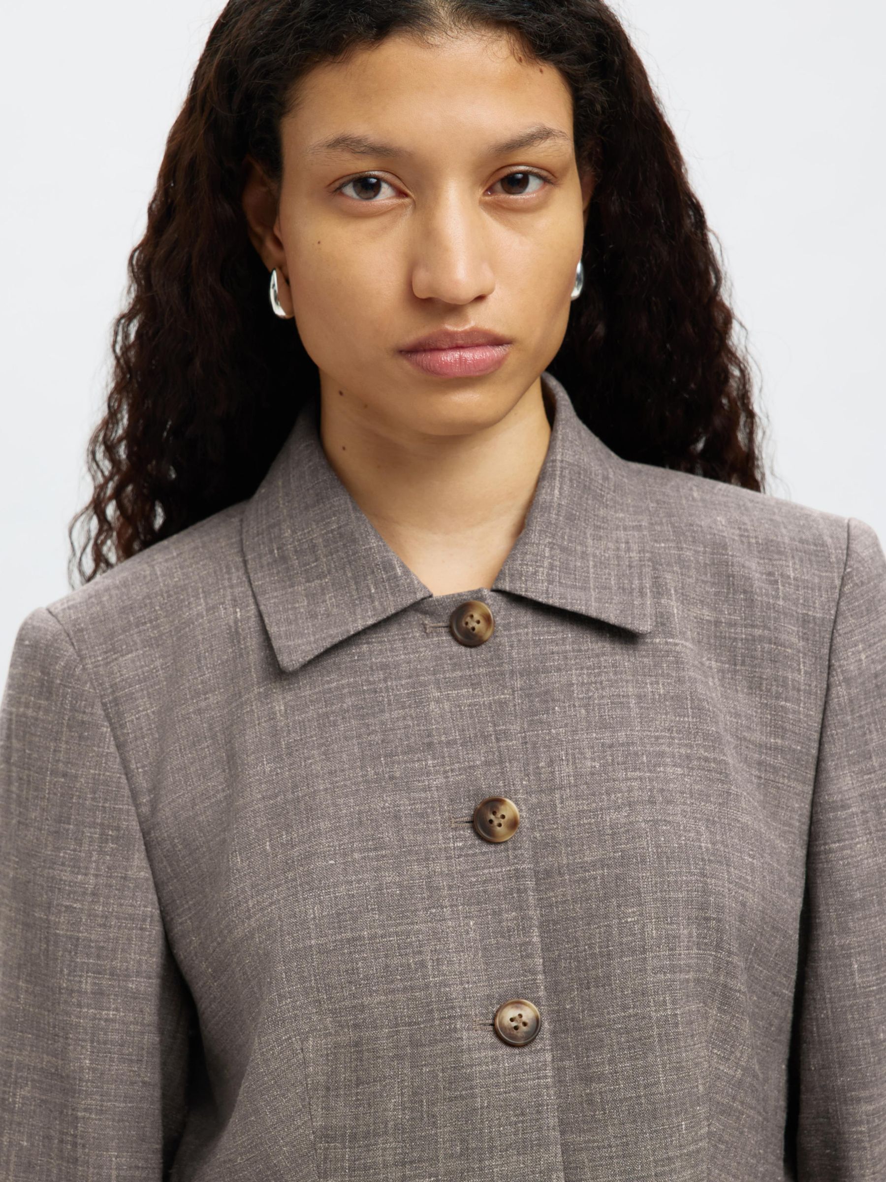 KURZER FITTED BLAZER, Dark Sand Melange, highres