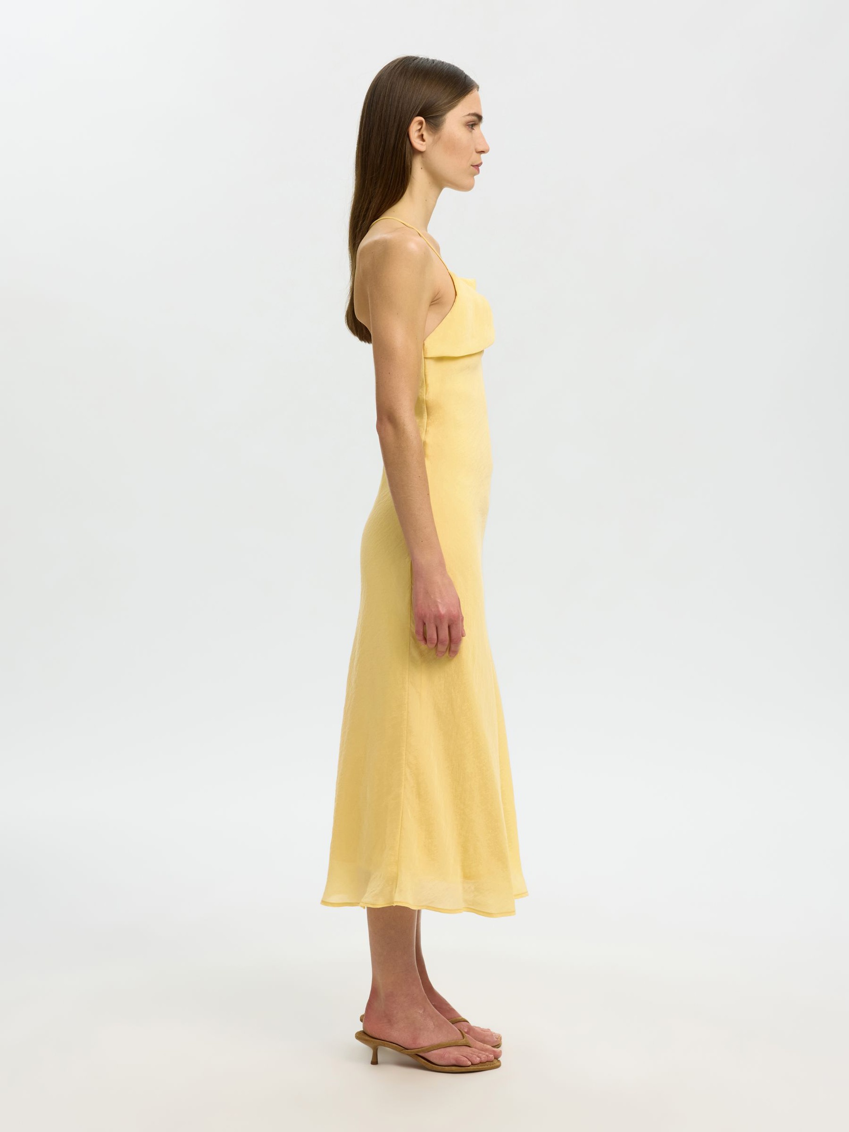 ÄRMELLOSES MAXI-SLIPKLEID, Straw, highres