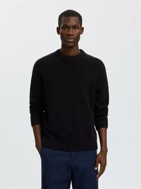 RELAXED FIT  KNITTED PULLOVER, Black, highres