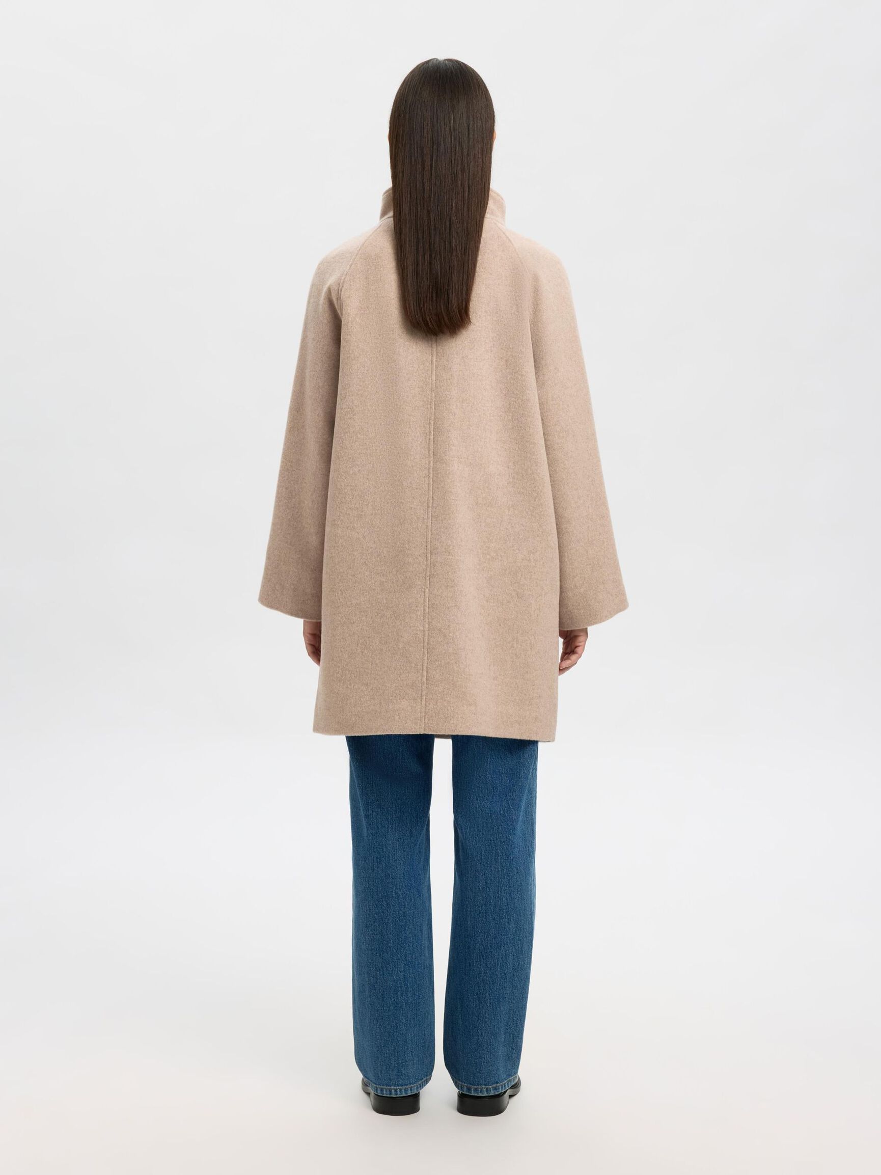 WOOL BLEND COAT, Sandshell, highres