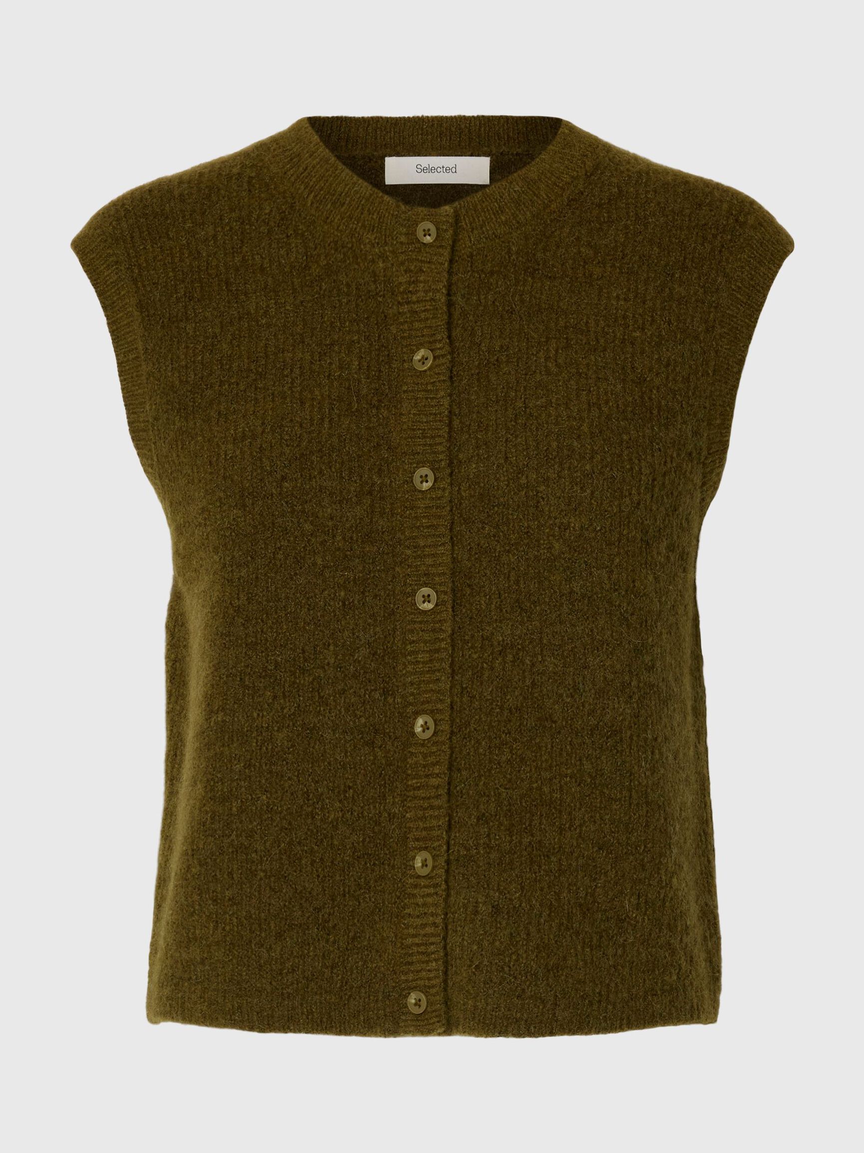 WOOL BLEND  WAISTCOAT, Fir Green, highres